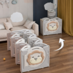 CORRALITO INFANTIL PLEGABLE LEONCITO GRIS - Imagen 4