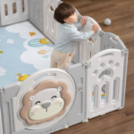 CORRALITO INFANTIL PLEGABLE LEONCITO GRIS - Imagen 2