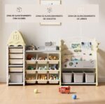 ORGANIZADOR DE ALMACENAMIENTO DE JUGUETES CON 17 CONTENEDORES EXTRAIBLES Y LIBRERO CON 4 NIVELES - Imagen 2