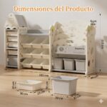 ORGANIZADOR DE ALMACENAMIENTO DE JUGUETES CON 17 CONTENEDORES EXTRAIBLES Y LIBRERO CON 4 NIVELES - Imagen 3